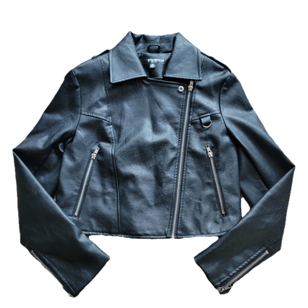Missguided Black Cropped Faux Leather Jacket